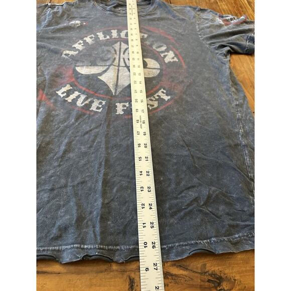 Affliction Live Fast Men’s Size Medium T-shirt Distressed Skull Y2K Biker Grunge - Picture 9 of 10